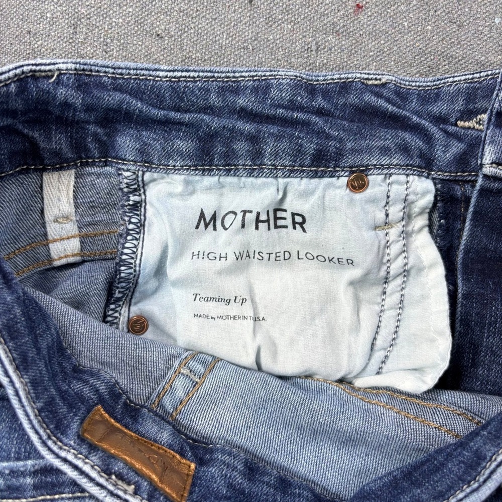 MOTHER High Waisted Looker Jeans Women 26 Blue Teaming Up Skinny Denim 1221-104 - Picture 3 of 10